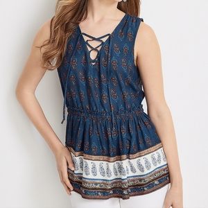 Maurices Paisley Peplum Top Blue Size Plus 14/16 OX